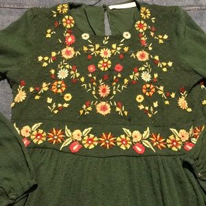 Zara Green Swiss Dot Dress